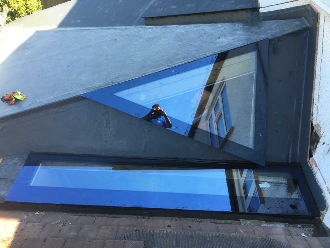 Bespoke triangular and rectangular flat roof skylights
